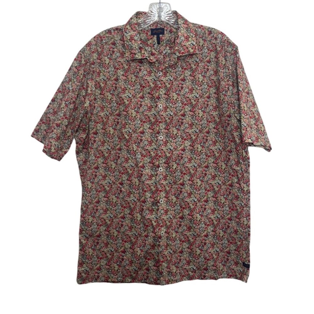 Goodman Brand Floral Button Up Shirt Mens Large Cotton Short Sleeve Casual